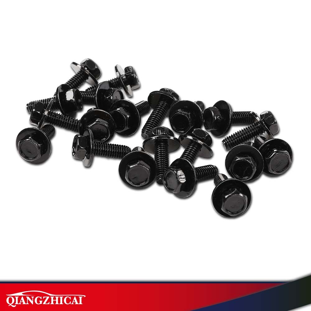Fit For Honda Body Bolts-M6-1.0 x 20mm Long- 10mm Hex- 17mm Washer- 20Pcs bolts