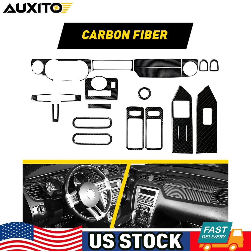 21X NEW For Ford Mustang 2009-2013 Carbon Fiber Interior Set Kit Decoration Trim