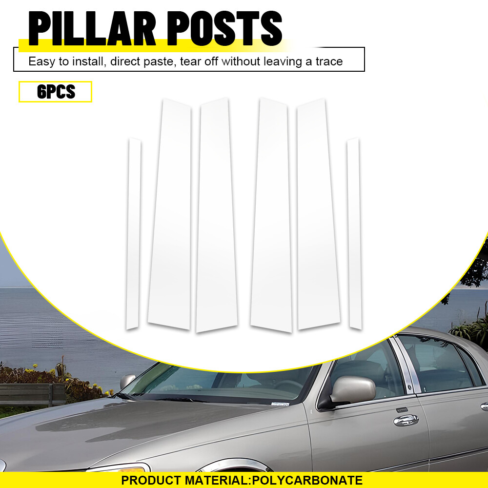 For Lincoln Town Car 1998-2011 Standard 4-Door Chrome Pillar Post Trim Covers 6x