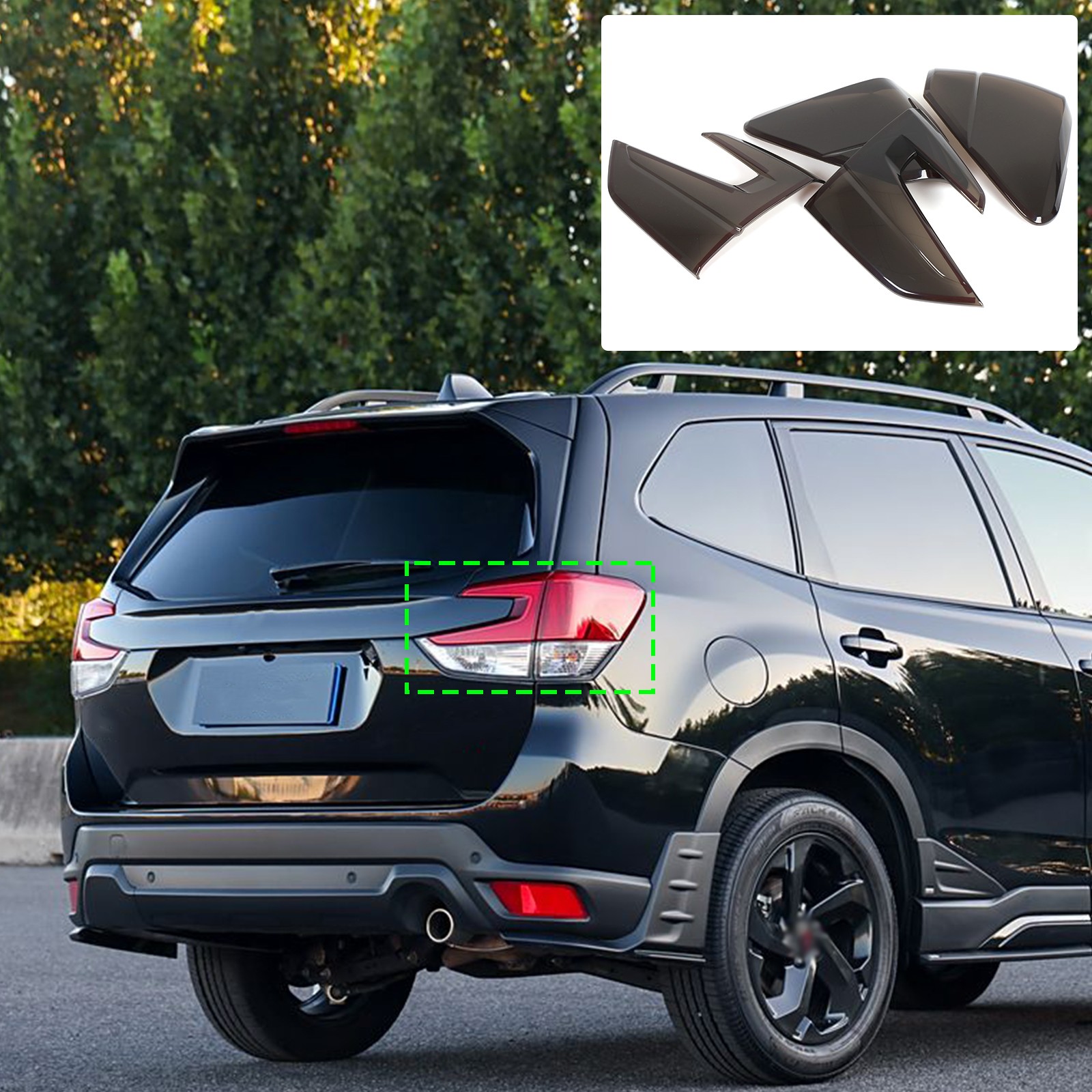 ABS Smoked Rear Tail Light Lamp Blackout Cover Trim For Subaru Forester 2019-24