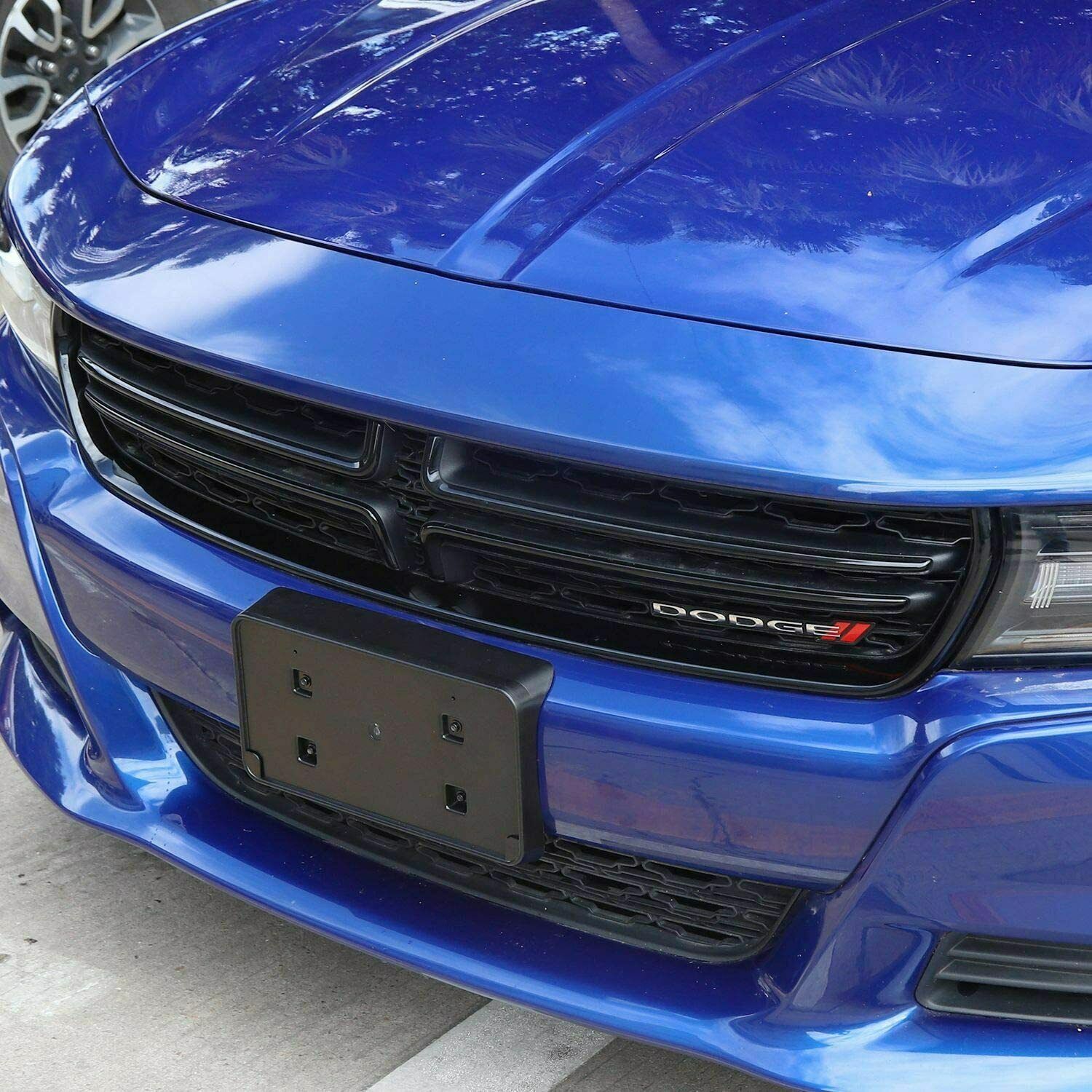 Front Bumper License Plate Bracket Holder Mount Base For Dodge Charger 15+ Black