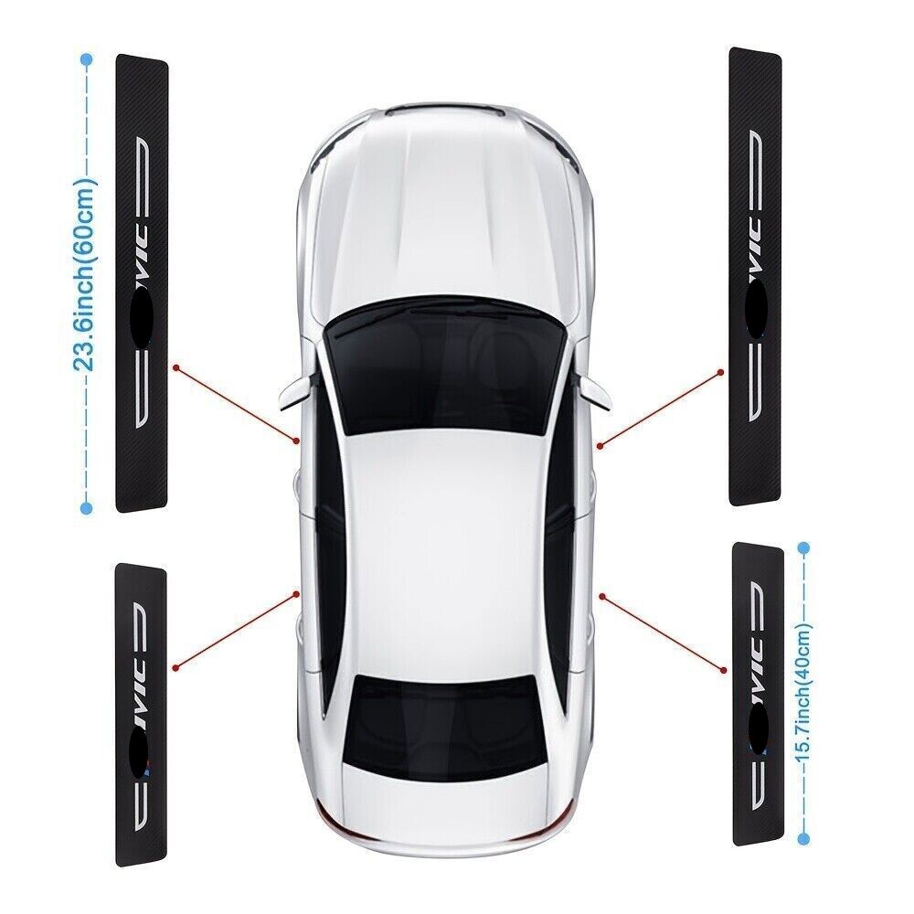 Leather Carbon Fiber Car Door Sticker For Civic Auto Accessories