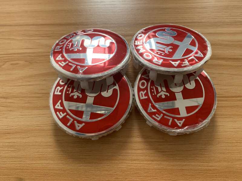 4x 60mm Alfa Romeo Alloy Wheel Centre Cap Red Set Decal Emblem Badge Logo