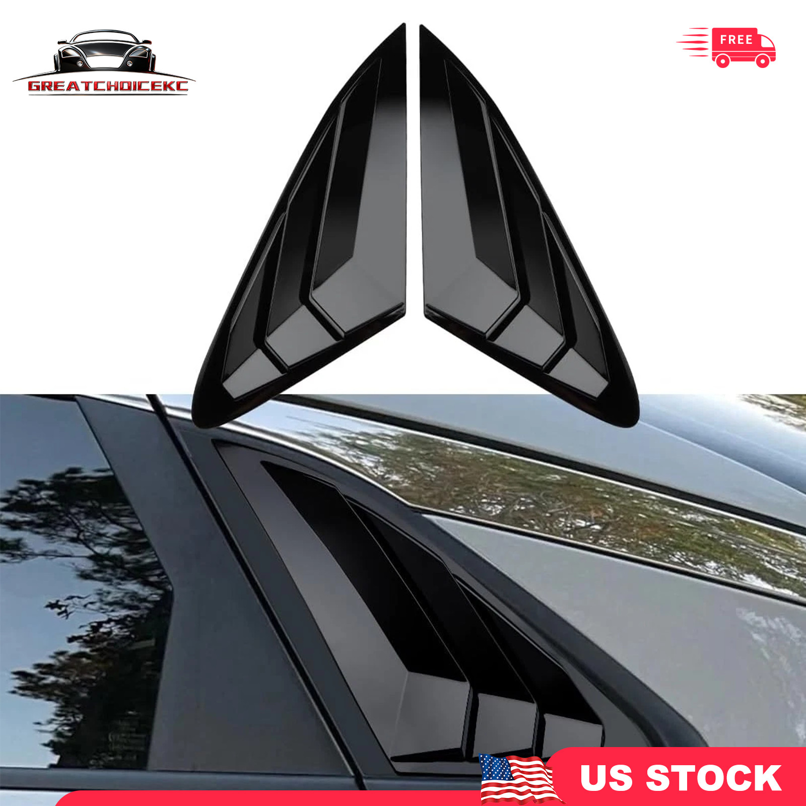 Window Louver 2Pcs Side Vent Window Louvers for 2021-2025 KIA K5 Bright Black