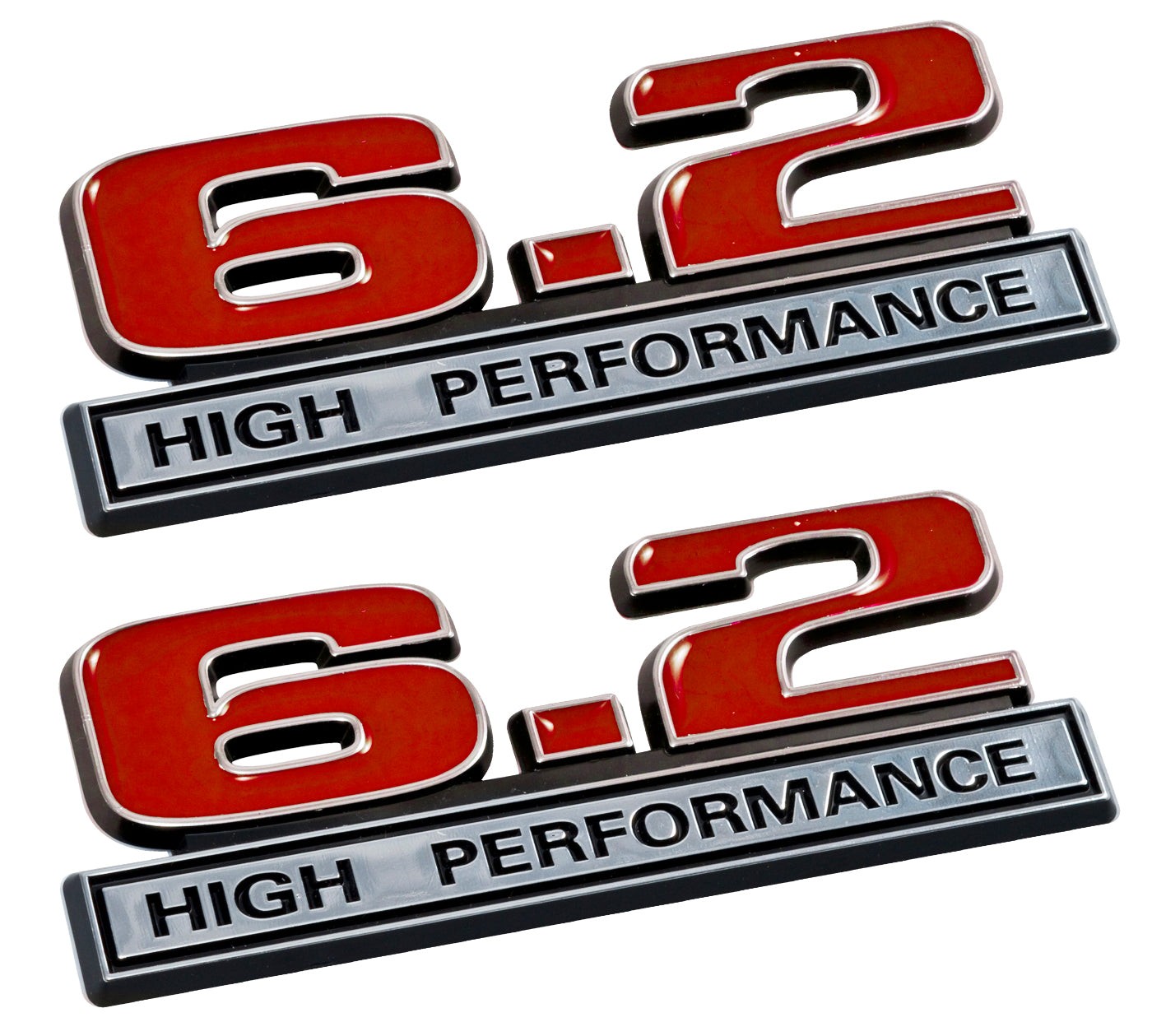 Camaro ZL1 Corvette LS3 Red & Chrome 6.2 High Performance 5″ Fender Emblems