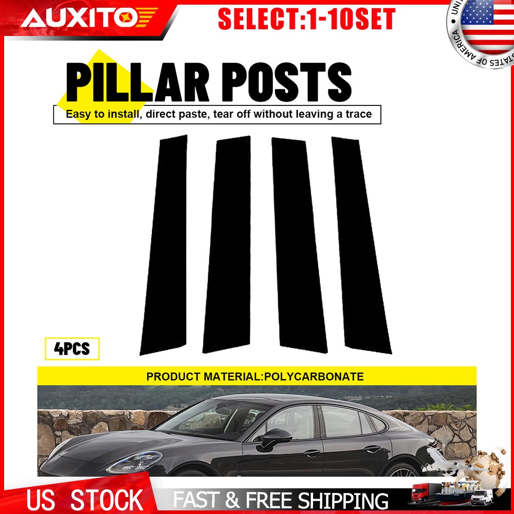 Black Window Pillar Posts Door Trim For Porsche Panamera 2017-2021 4-40X