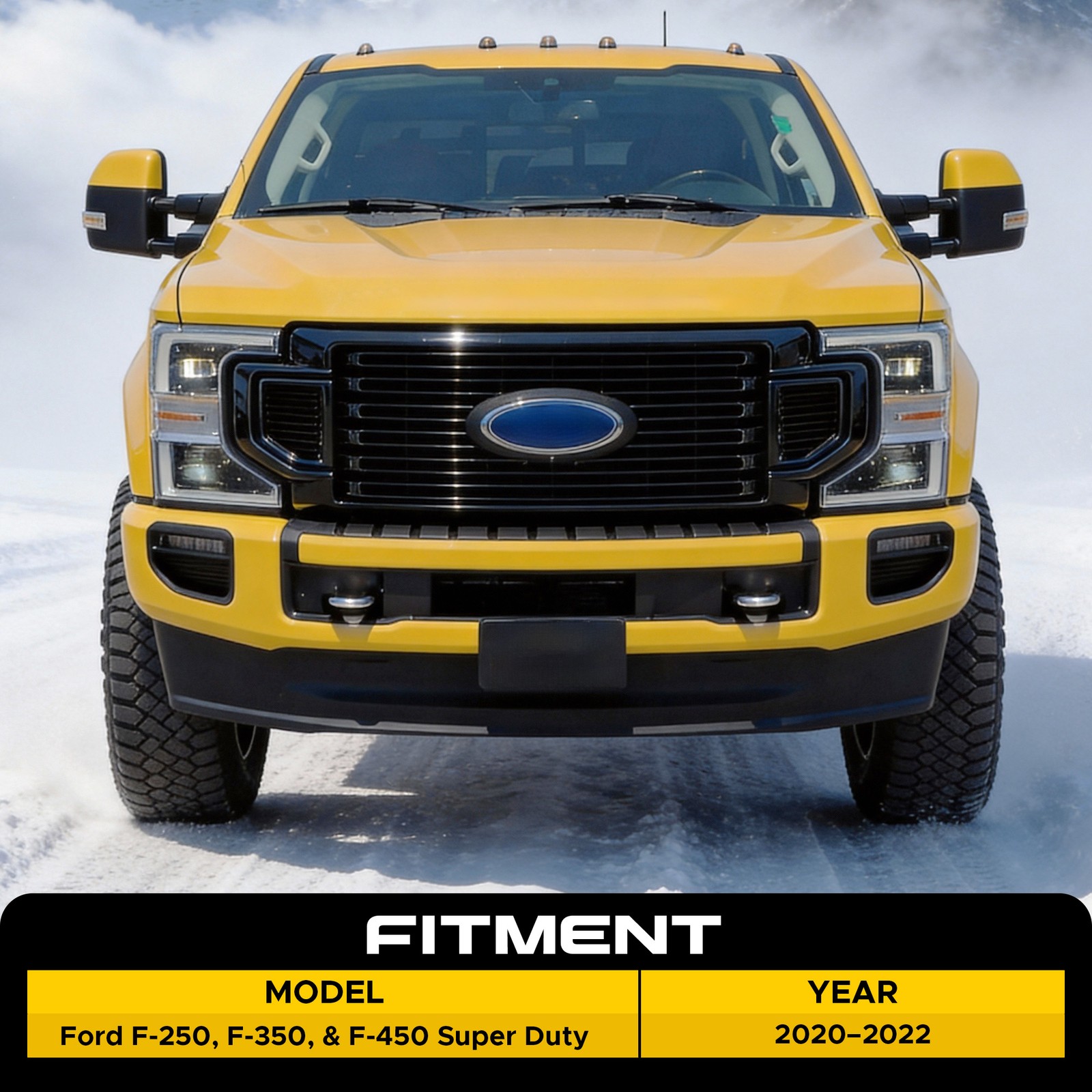 Front Bumper Grille Gloss Black For 2020-2022 Ford F-250 F-350 F-450 Super Duty