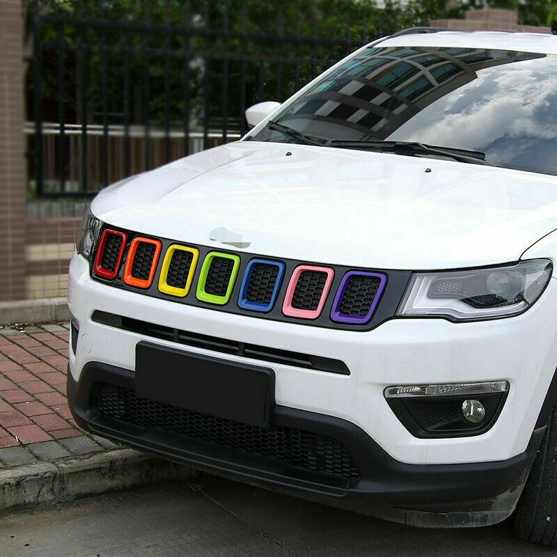 Multicolor Front Grille Grill Frame Insert Trim Cover Bezel For Jeep Compass 17+