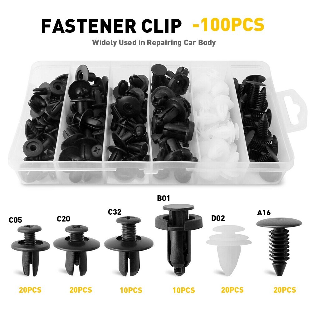 100Pack Universal Rivet Push Retainer Clips Fender Liner Fastener for Car 6 Size