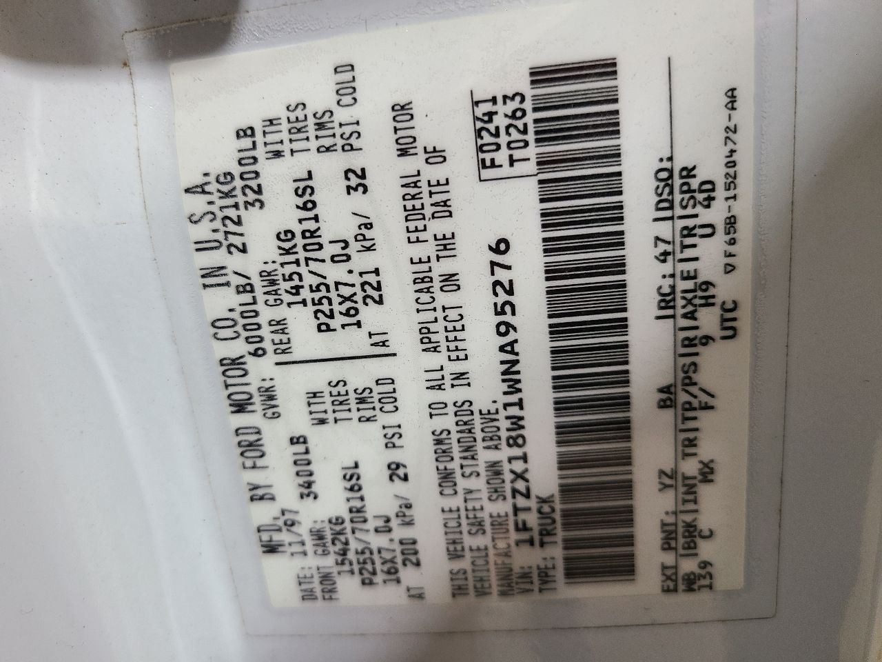 F150 1998 Quarter Moulding 663128