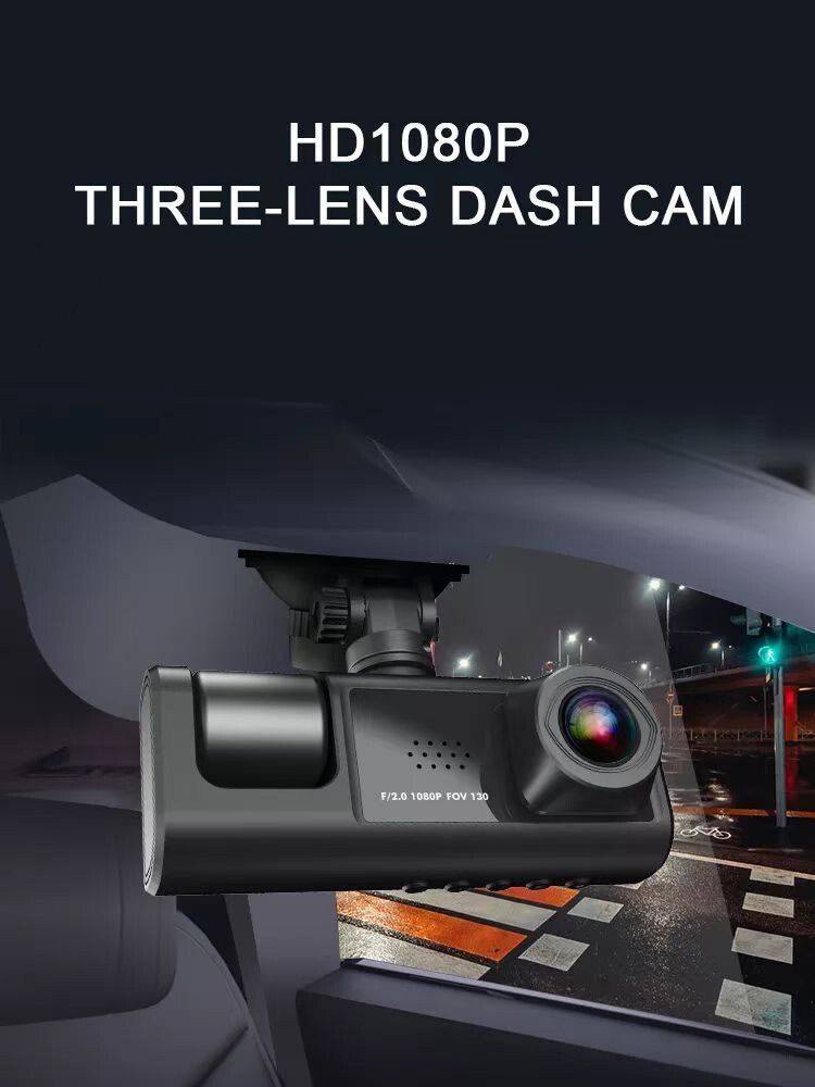 1080P HD Dash Cam Car DVR Video Recorder G-sensor 3 Lens Front And Rear Camera