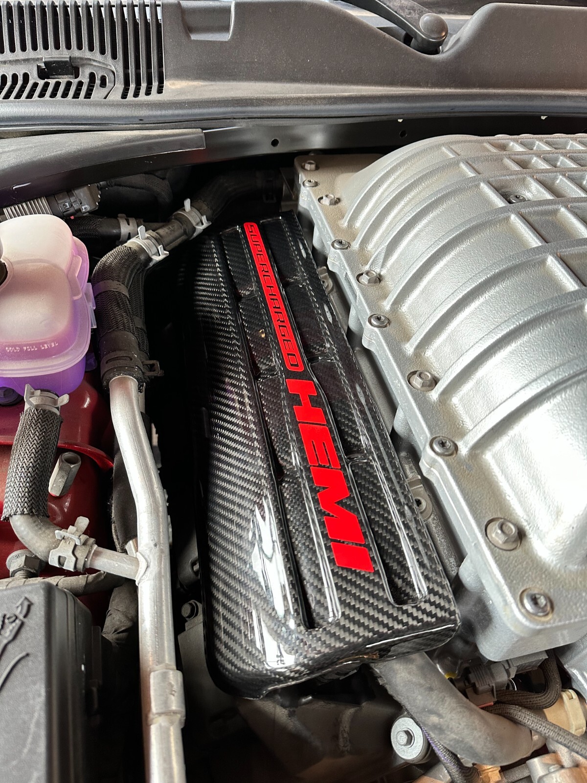 Real Carbon Engine Bay Side Covers For Dodge Challenger SRT Hellcat 6.2L 2015-23