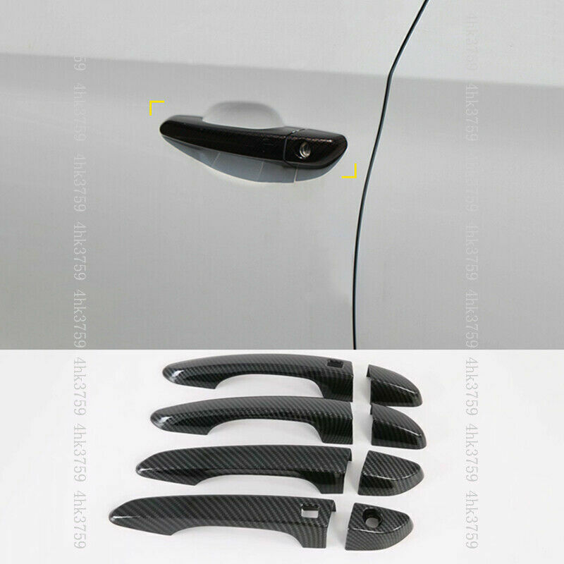 Carbon Fiber Texture Outside Door Handle Covers Trim For Hyundai Tucson 2015-18