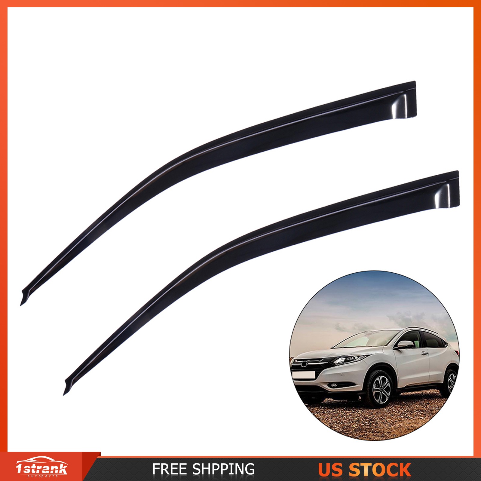 Wavy Slim Style Window Visor Guard Deflector Compatible with 96-00 Civic Coupe