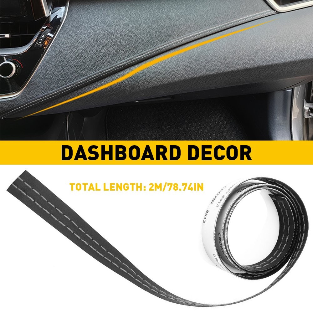 2M Car PU Leather Trim Strips Car Dashboard Decor Line Strip White Accessories