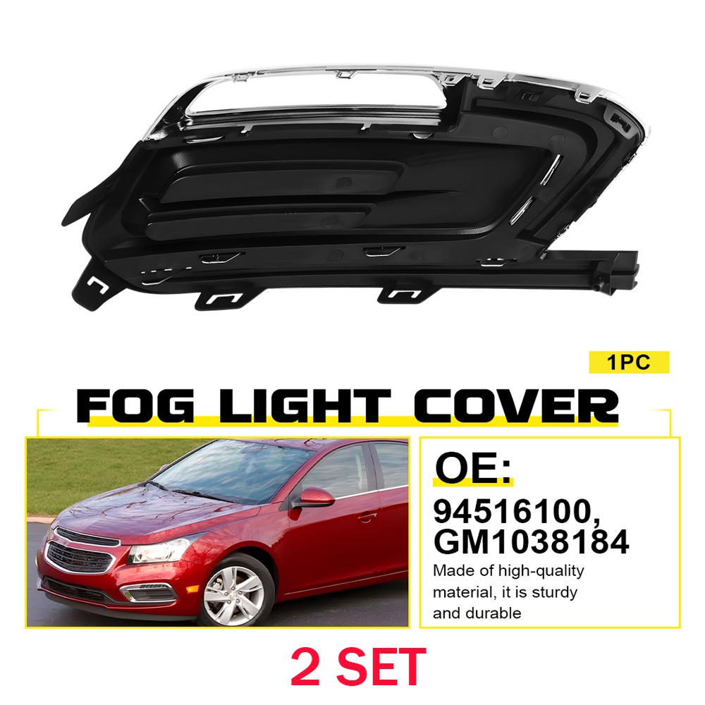 For 2015-16 Chevy Cruze Left Front Fog Light Cover Trim Black Chrome 2X 94516100