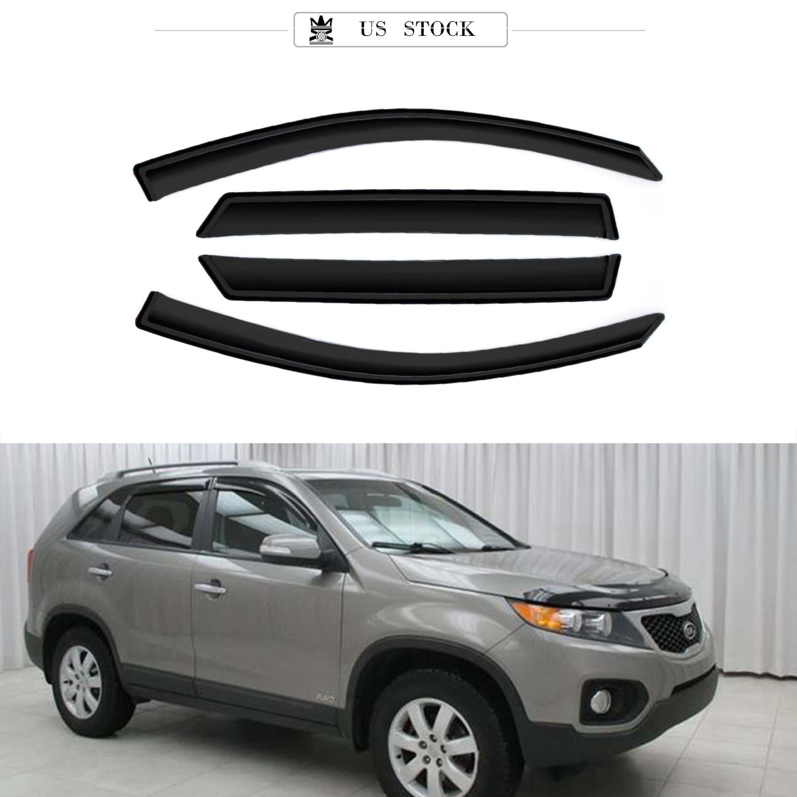 For 2011-2015 Kia Sorento Tape On Wind Sun Rain Window Visor Guard Defector
