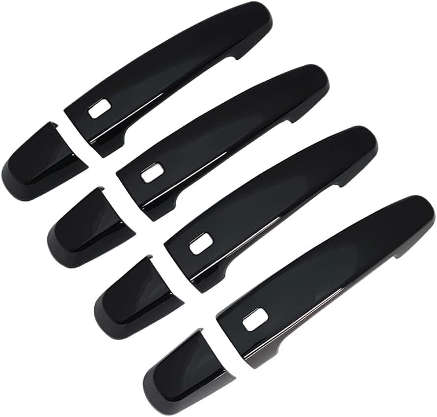 Door Handle Cover For 16-2025 Chevrolet Malibu with 4 Smart Keyhole Glossy Black