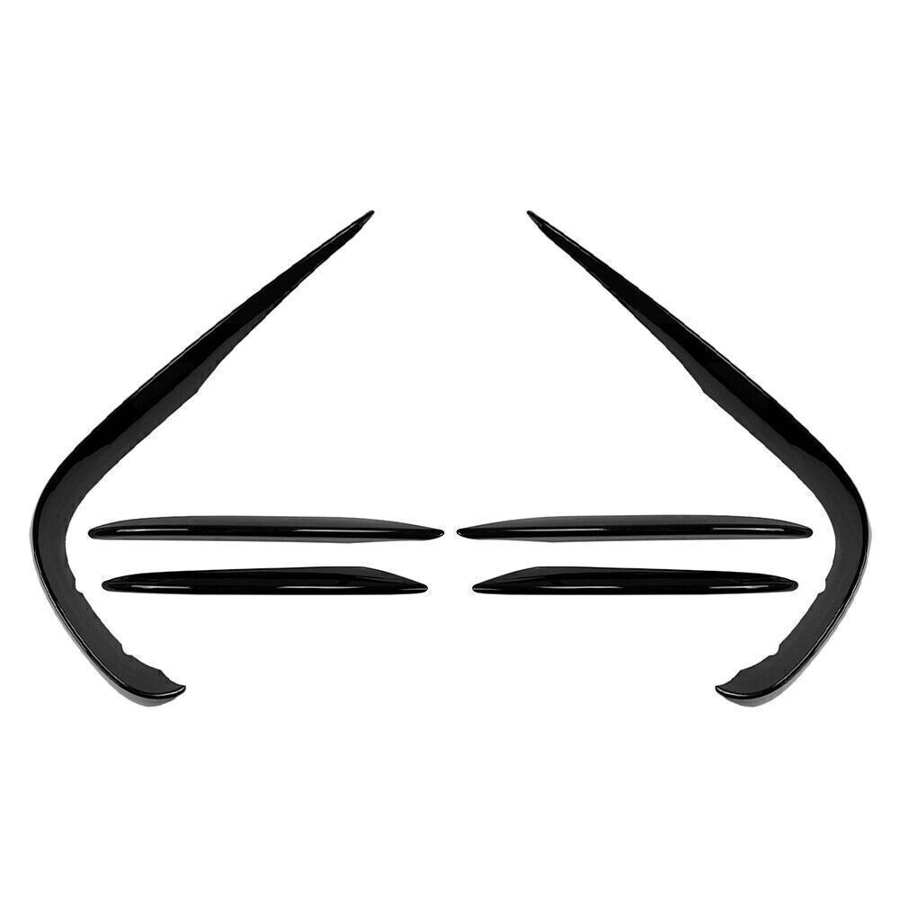 6X Benz W213 E200 E300 E250 2016-2020 Glossy Black Front Bumper Lip Spoiler Fins