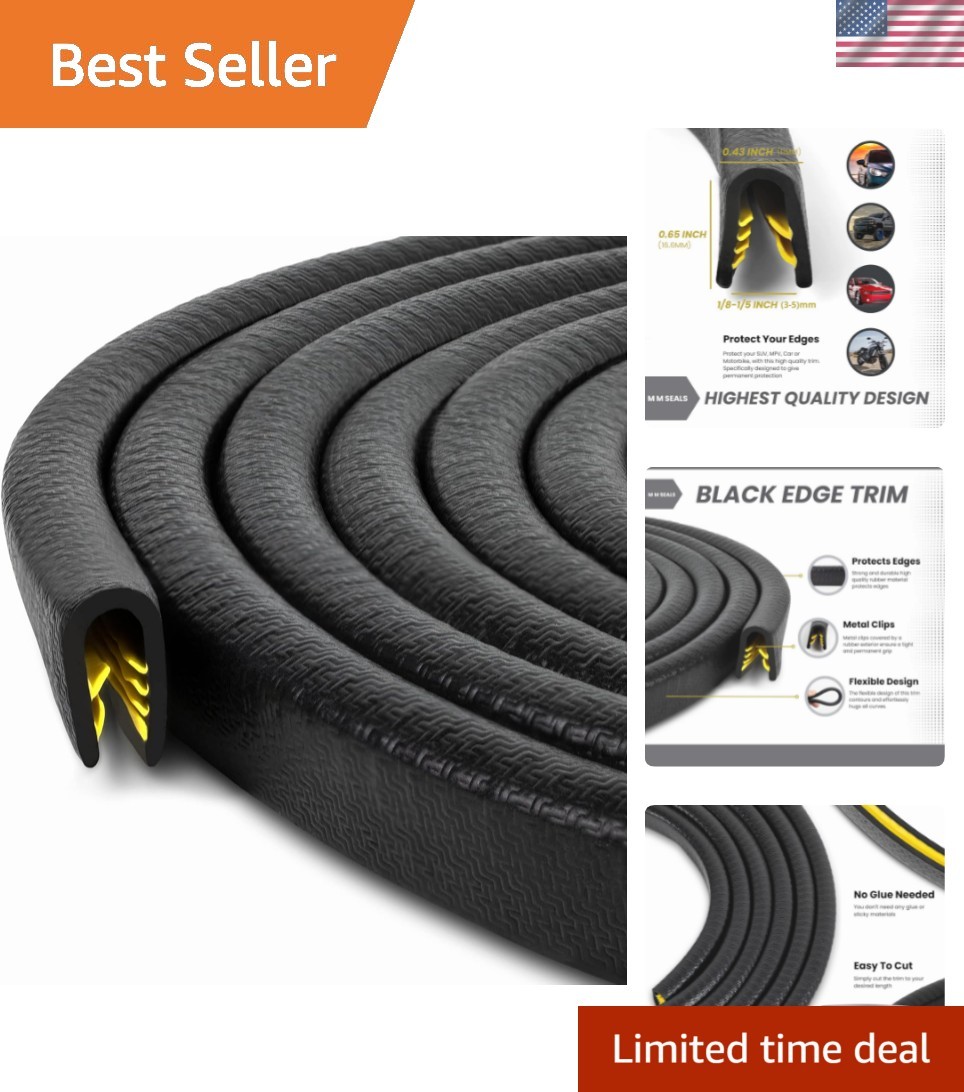 Edge Trim Black Large, Fits Edge 1/4 Inch, Length 10 Feet 3.05 Meter