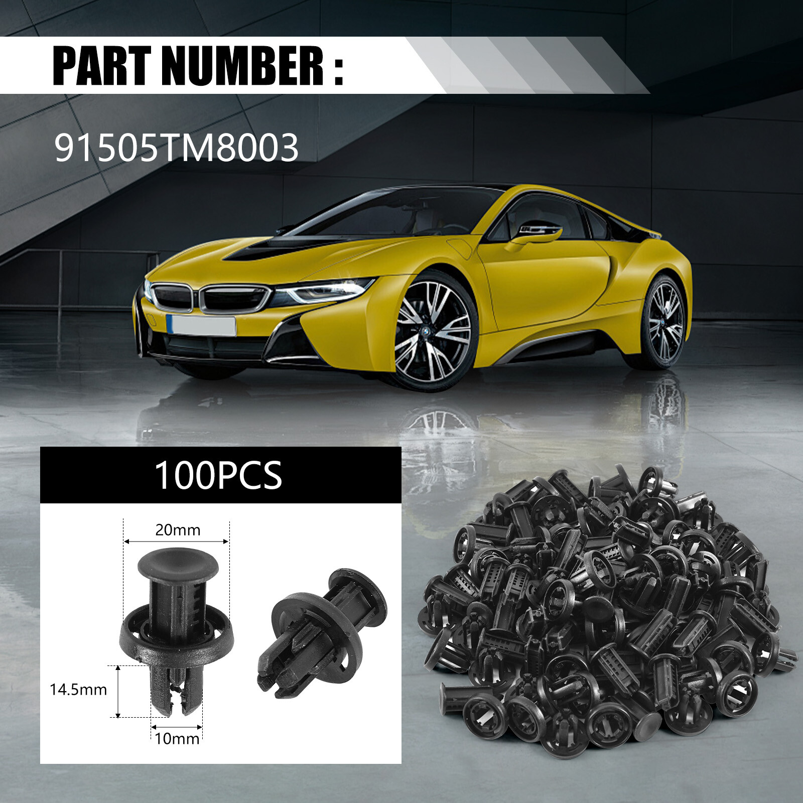 100PACK Push Type Clips For Honda Acura CR-V CR-Z ILX Civic 91505-TM8-003