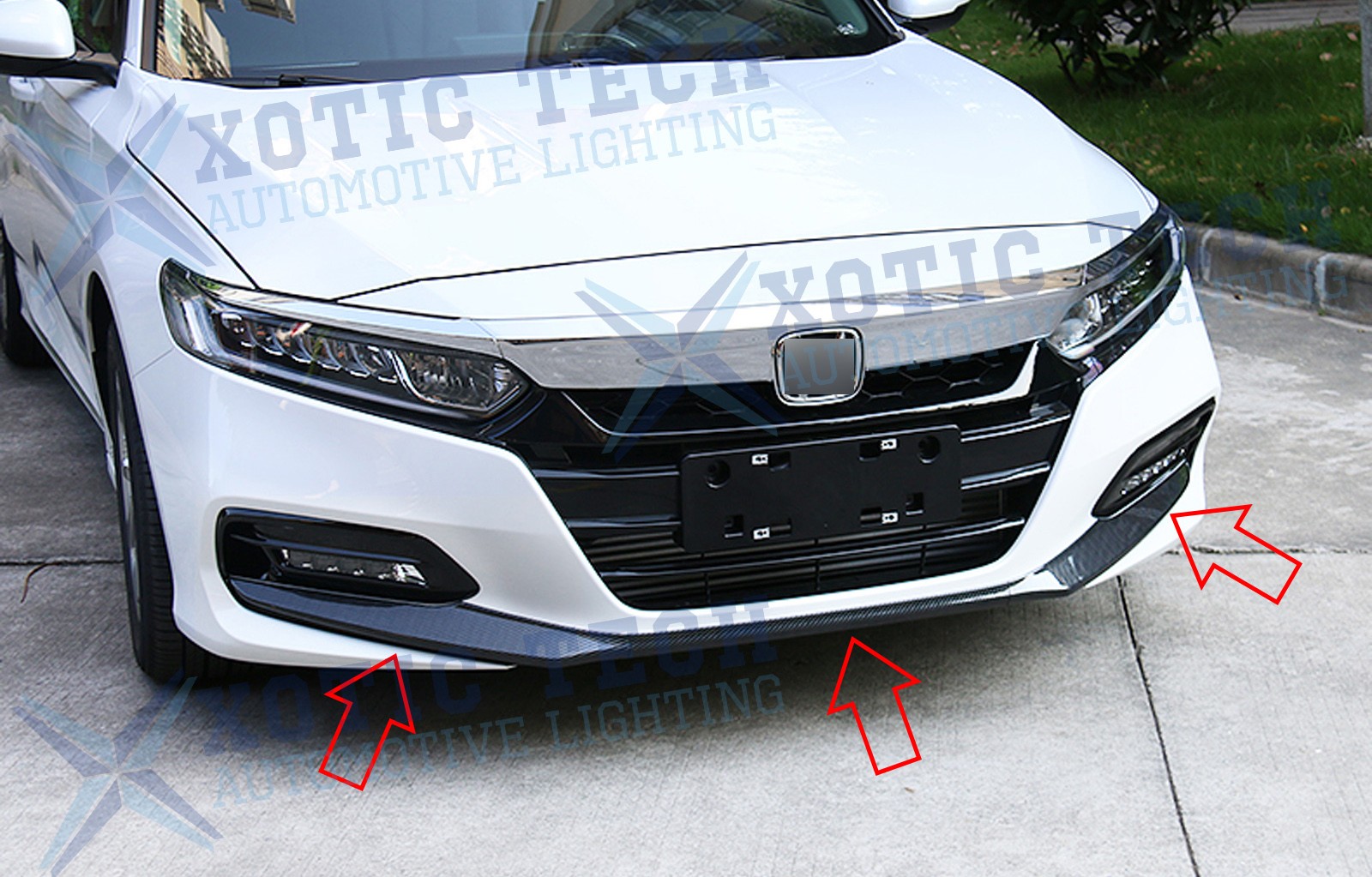 3pcs/Set Carbon Look Front Bumper Lip Chin Stripe Cover for Honda Accord 2018-20