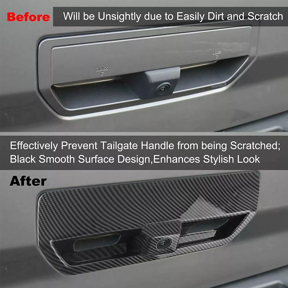 1x Rear Tailgate Door Handle Cover Trim for Ford Bronco Sport 2021+ Carbon Fiber