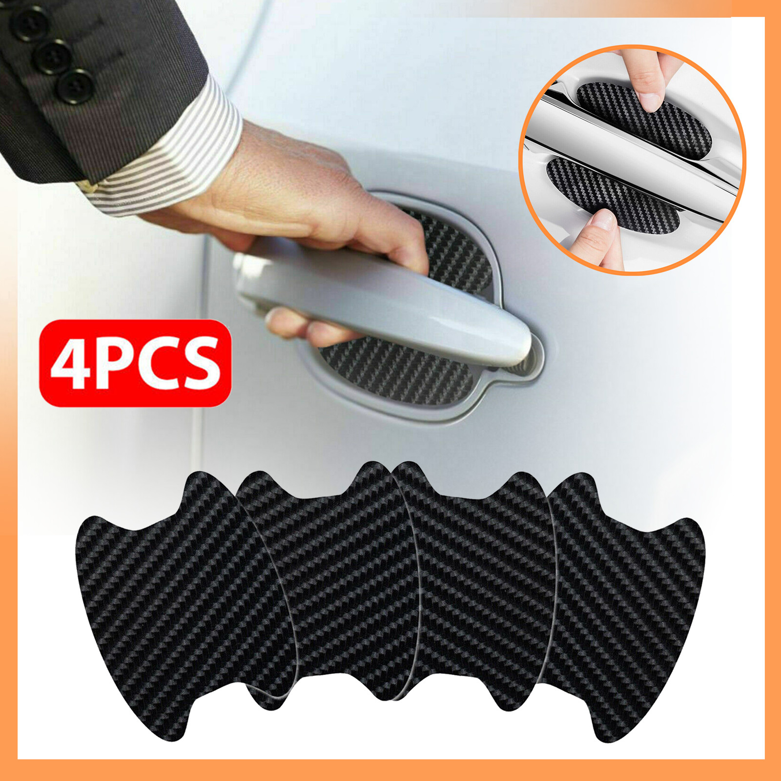 For Carbon Fiber Car Door Handle Protector Film Anti-Scratch Sticker 4Pcs