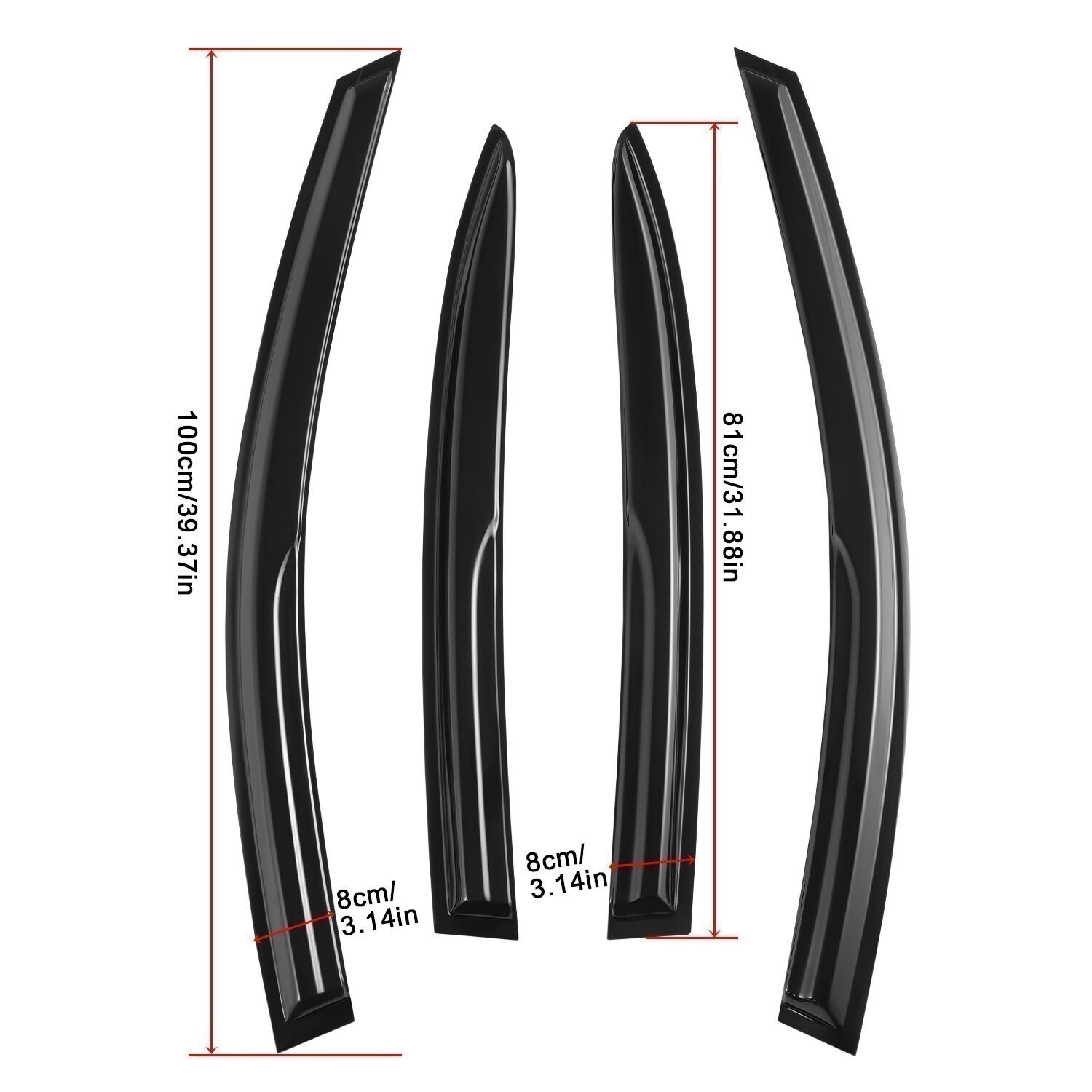 For 2015-2020 Acura TLX JDM Tape-On Window Visor Rain Guards Deflector 4pcs Set