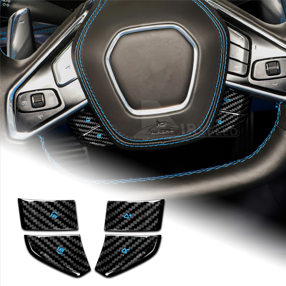 For Corvette C8 2020-2023 REAL HARD Carbon Fiber Radio Button Cover Black 4pcs