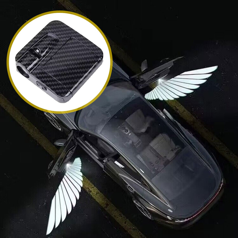 2x Wireless Car Door Atmosphere Light Angel Wings LED Light Decor Accessories