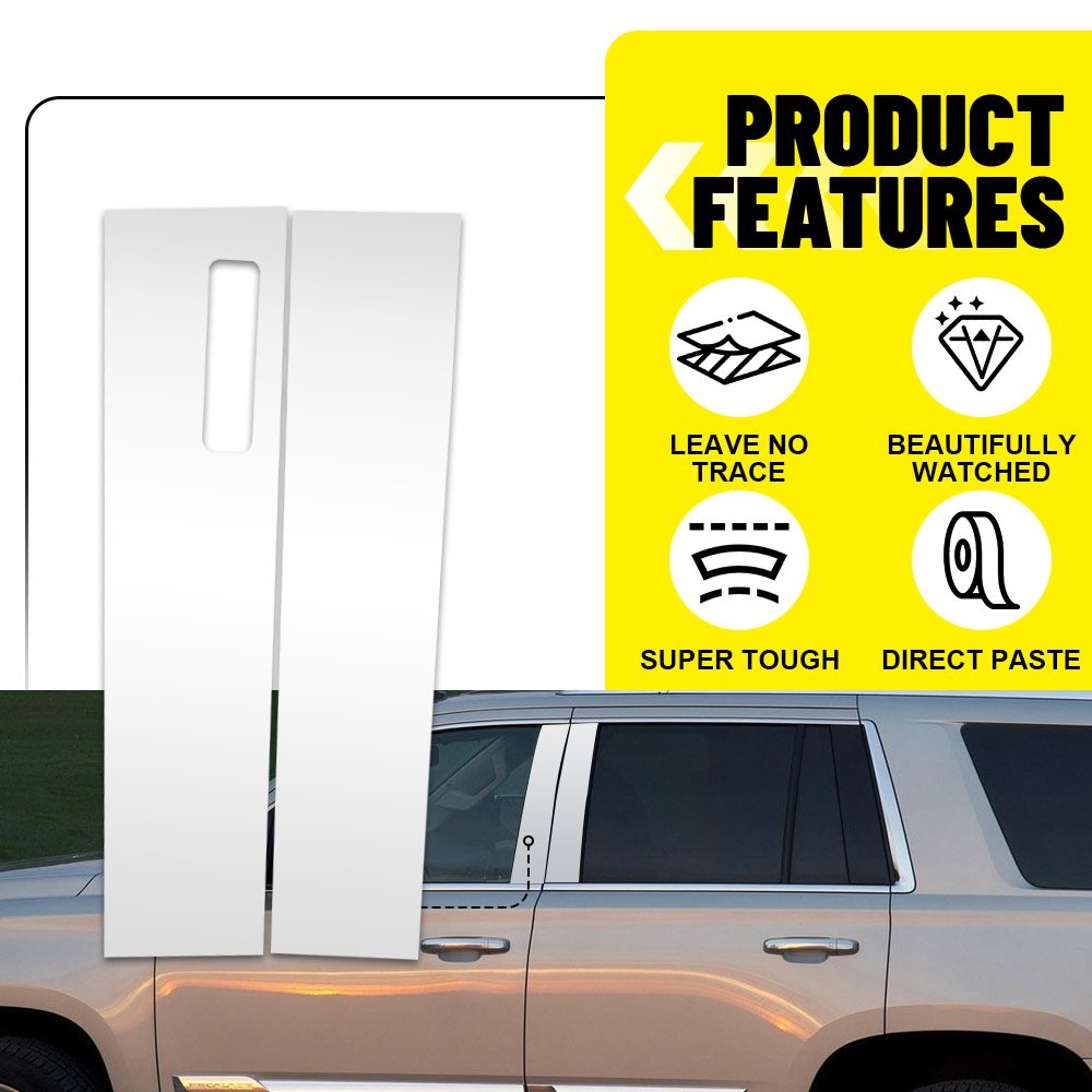 4x Glossy Chrome B Pillar Post Door Covers Trim For 15-21 Ford F-150 with Keypad