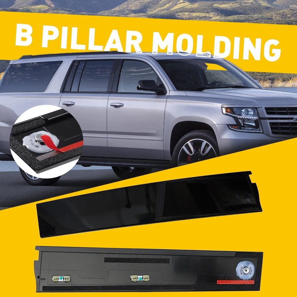 Black Pillar Posts Covers 2PCS Door Trim FOR CHEVY SUBURBAN 2015-2020 Front L+R