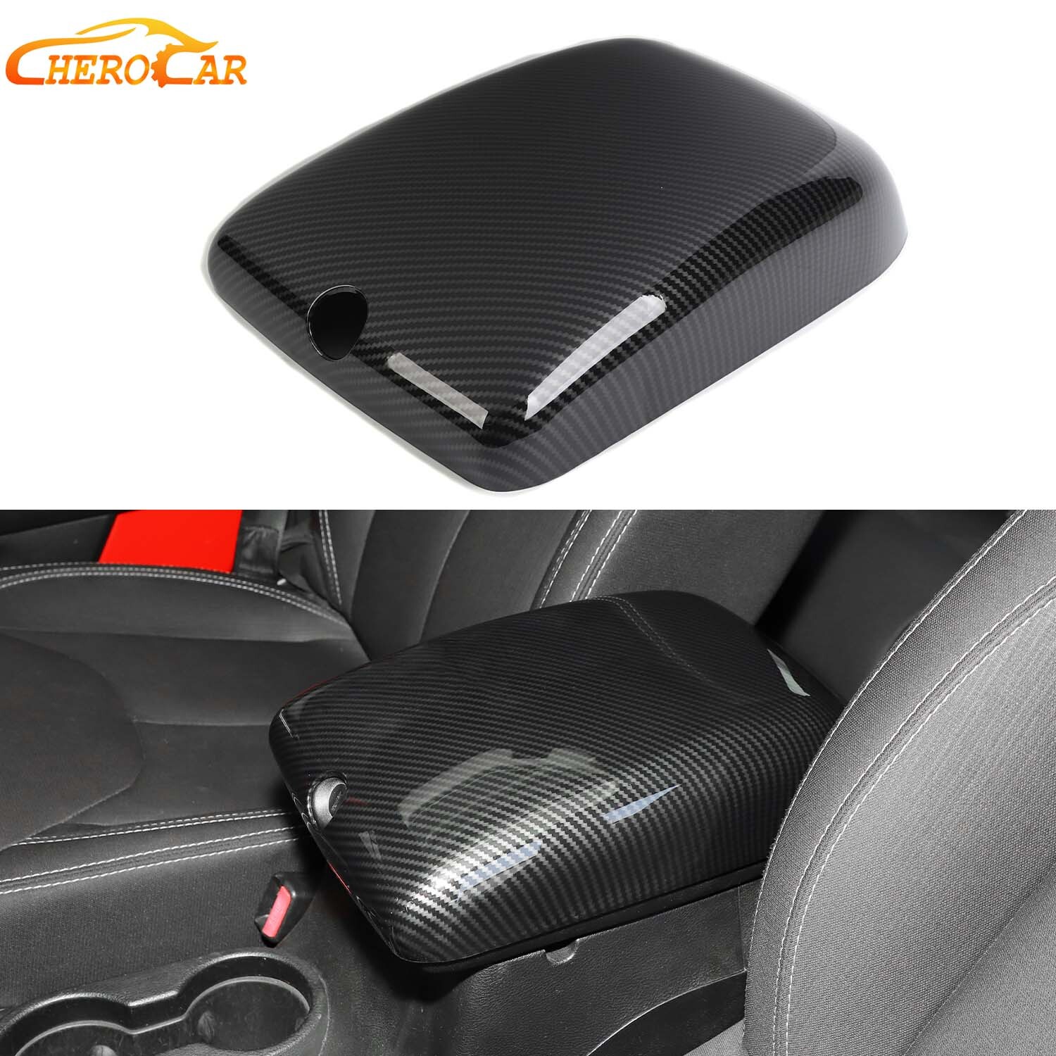 Center Console Armrest Box Pad Cover Trim For Jeep Wrangler JK 11-18Carbon Fiber