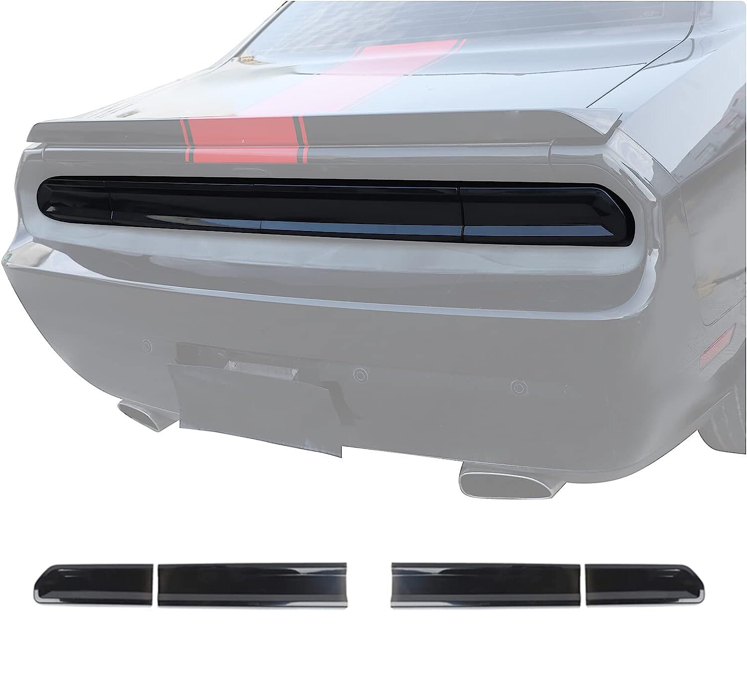 Smoked Taillight Lamp Cover Rear Light Guard Trim for Dodge Challenger 09-14 ABS