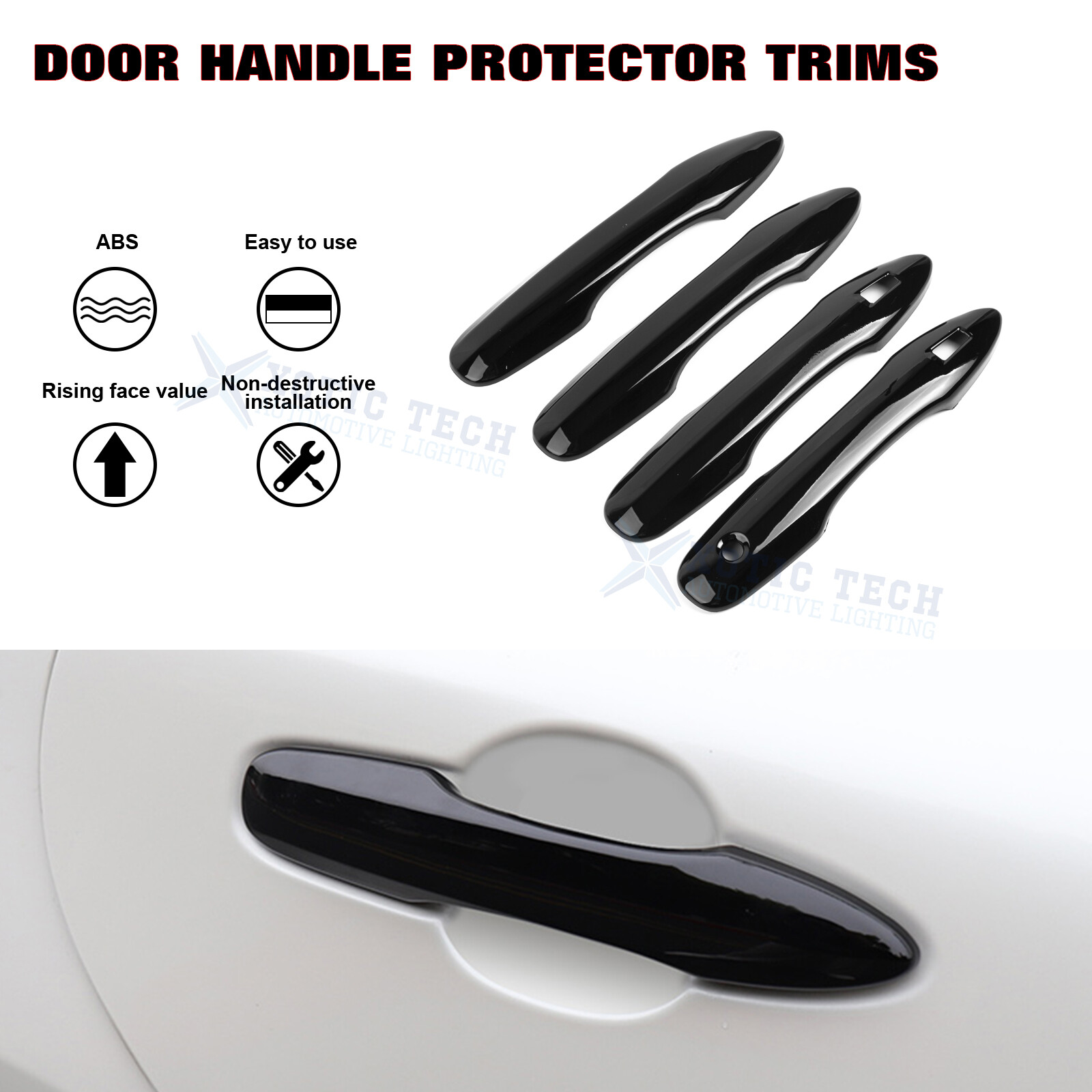 FOR 2018-2025 Toyota Camry GLOSS BLACK Door Handle Cover trim W/ Smart Keyholes