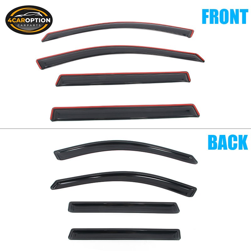 In-Channel Window Visors Fits 14-23 Jeep Cherokee Rain Sun Guard Vent Deflector