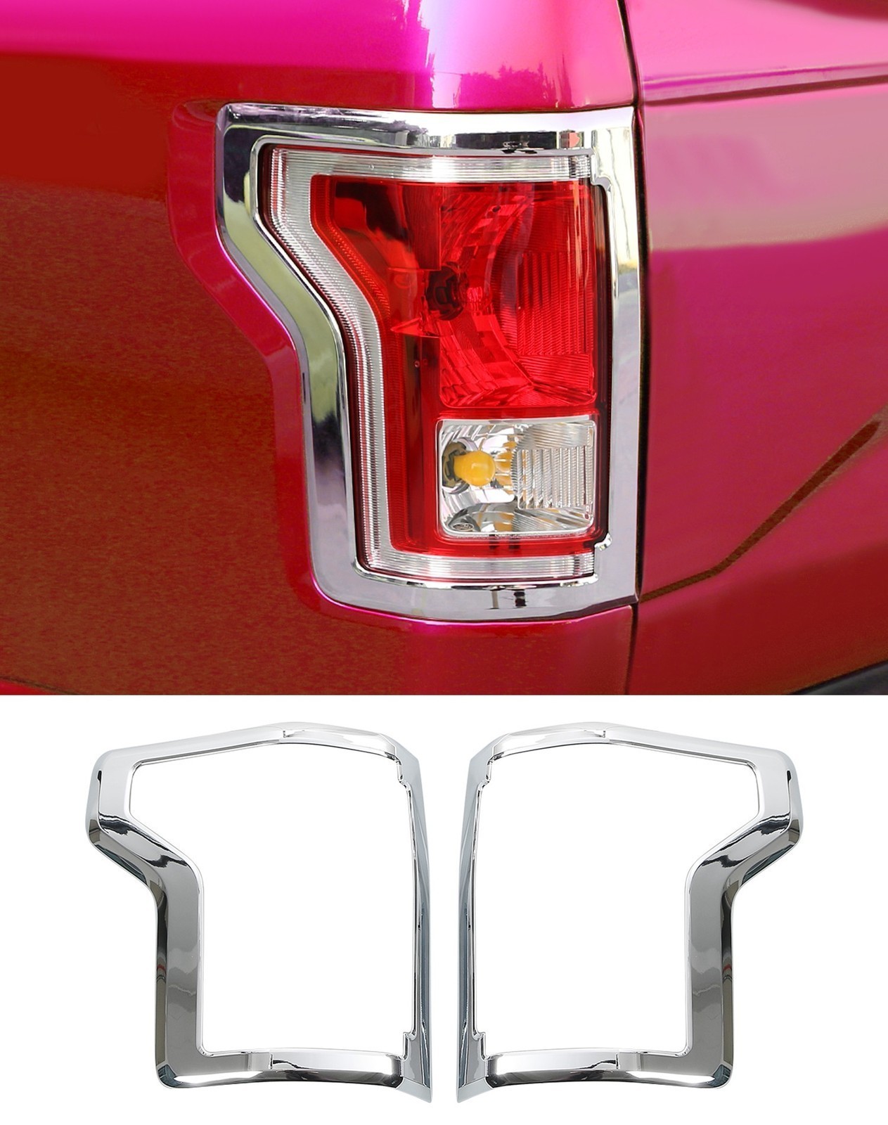 For Ford F-150 2015-2020 Chrome Exterior Taillight Cover Trim Bezels Lamp Frame