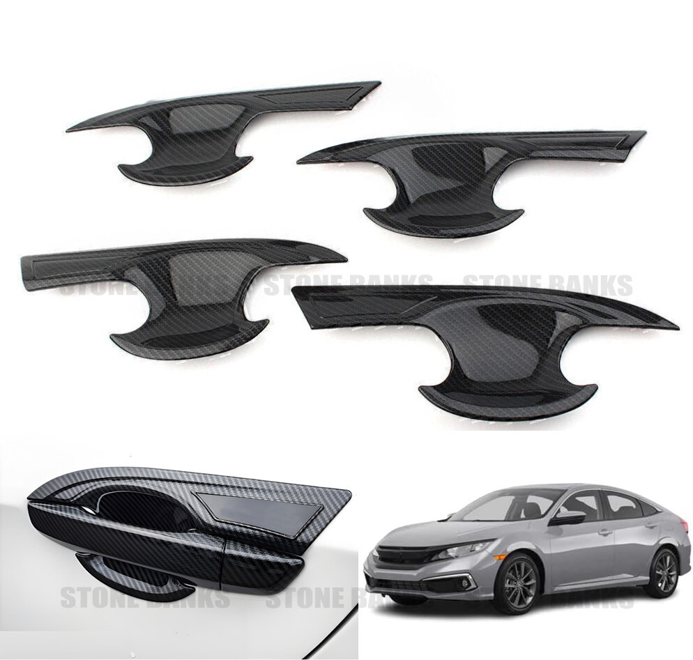 For Honda Civic 2016-2021 Gloss Black Door Handle Bowl Cover Stickers Decoration