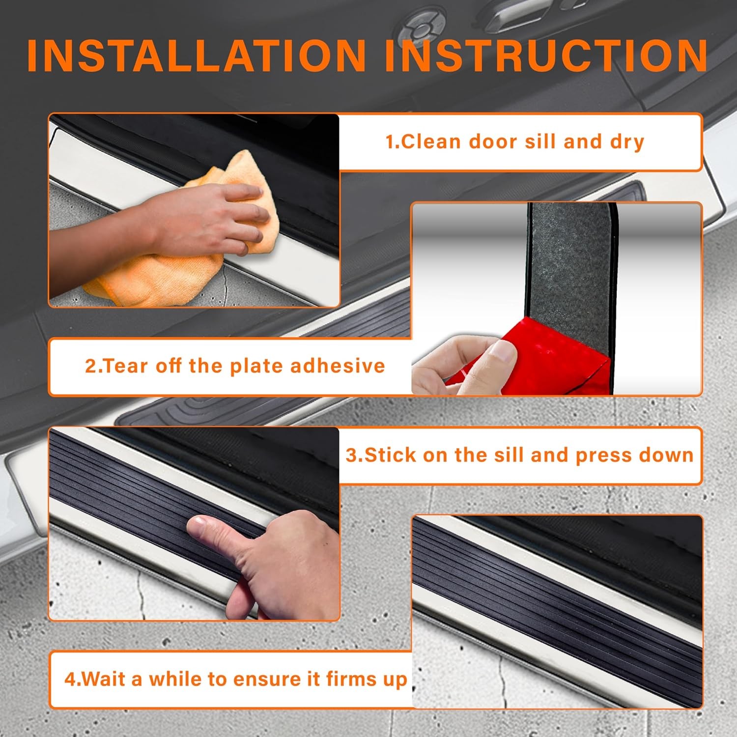 4x PVC Anti-Scratch Front & Rear Door Sills Protector Self Adhesive Set For Jeep
