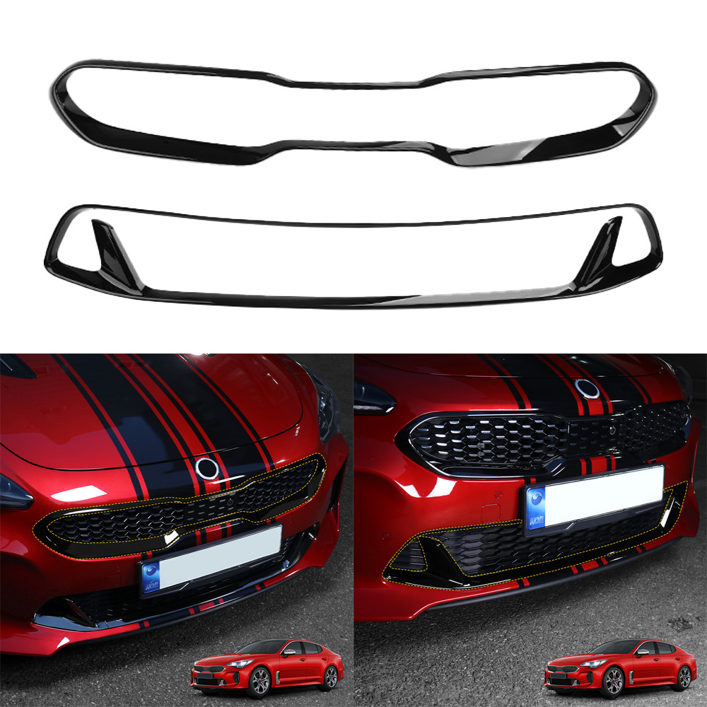 Black ABS radiator grille front grill trims protection frame for Kia Stinger CK