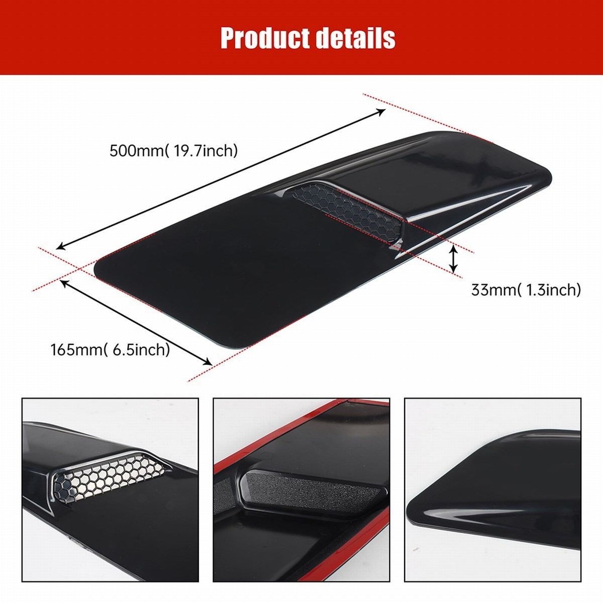 Hood Air Intake Flow Vent Cover GT OE Style Scoop Trim For 15-17 Ford Mustang