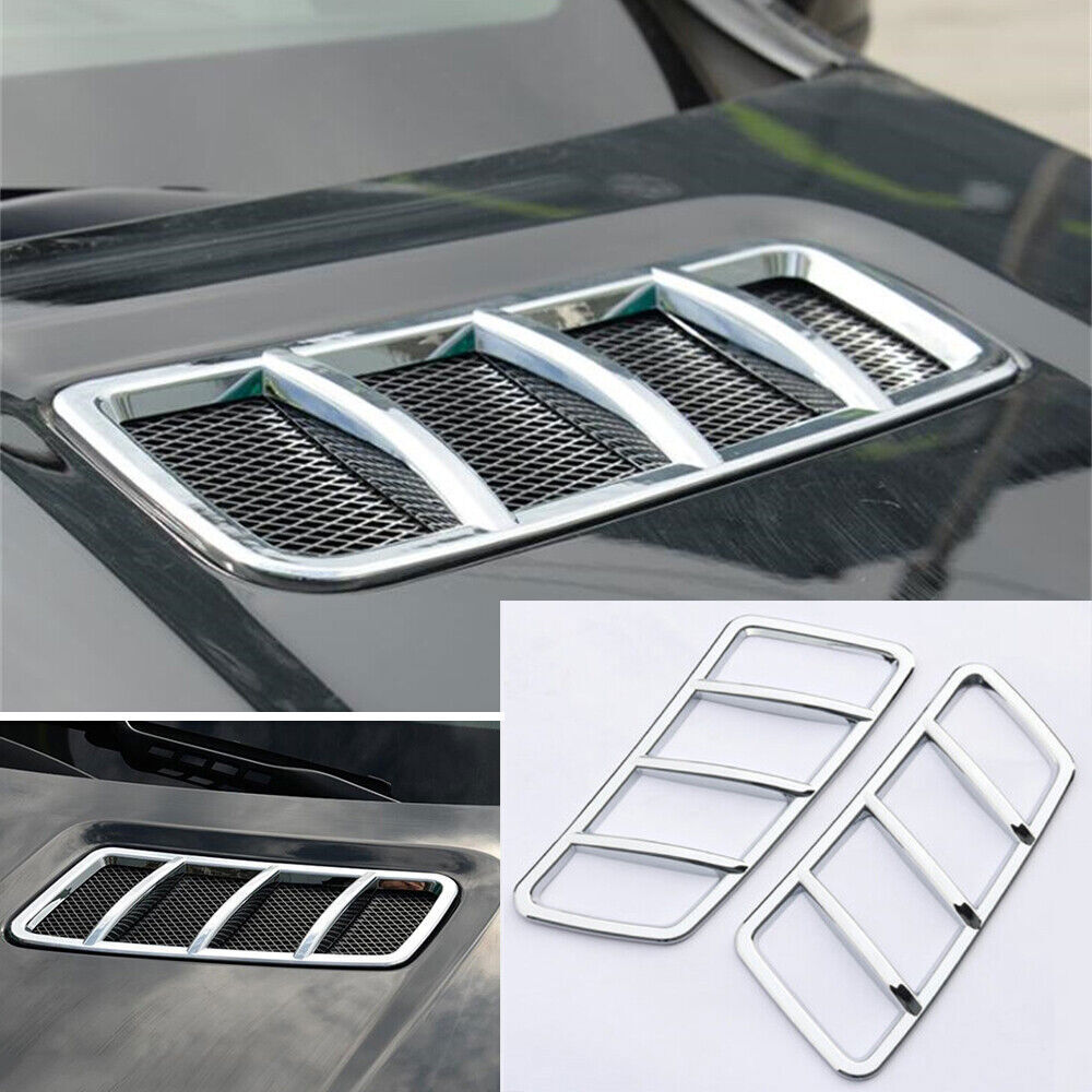 Pair Chrome ABS Hood Grille Engine Air Vent Outlet Cover For Benz GL ML 13-19