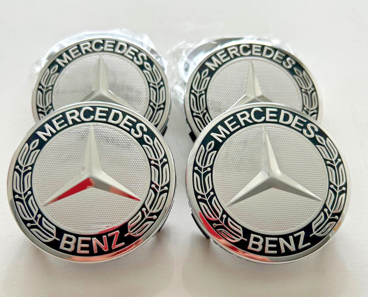 Set of 4 Fit For MercedesBenz Wheel Center Caps Emblem Rim Hub Cover SliverBlack