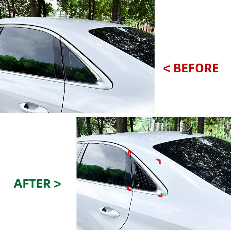 2X For 2022-2024 Audi A3 8Y Sedan Glossy Black ABS Rear Side Window Blinds Trim