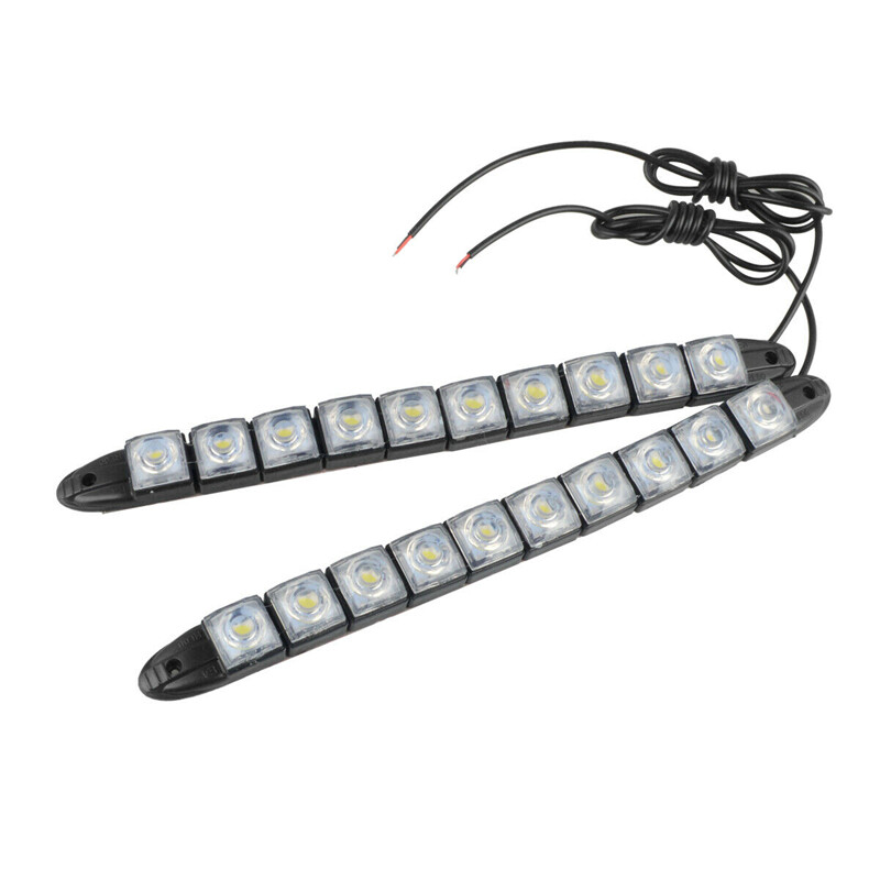 1Pair 12V 10-LED Daytime Running Light DRL Auto Fog Day Driving Lamp Lights Trim