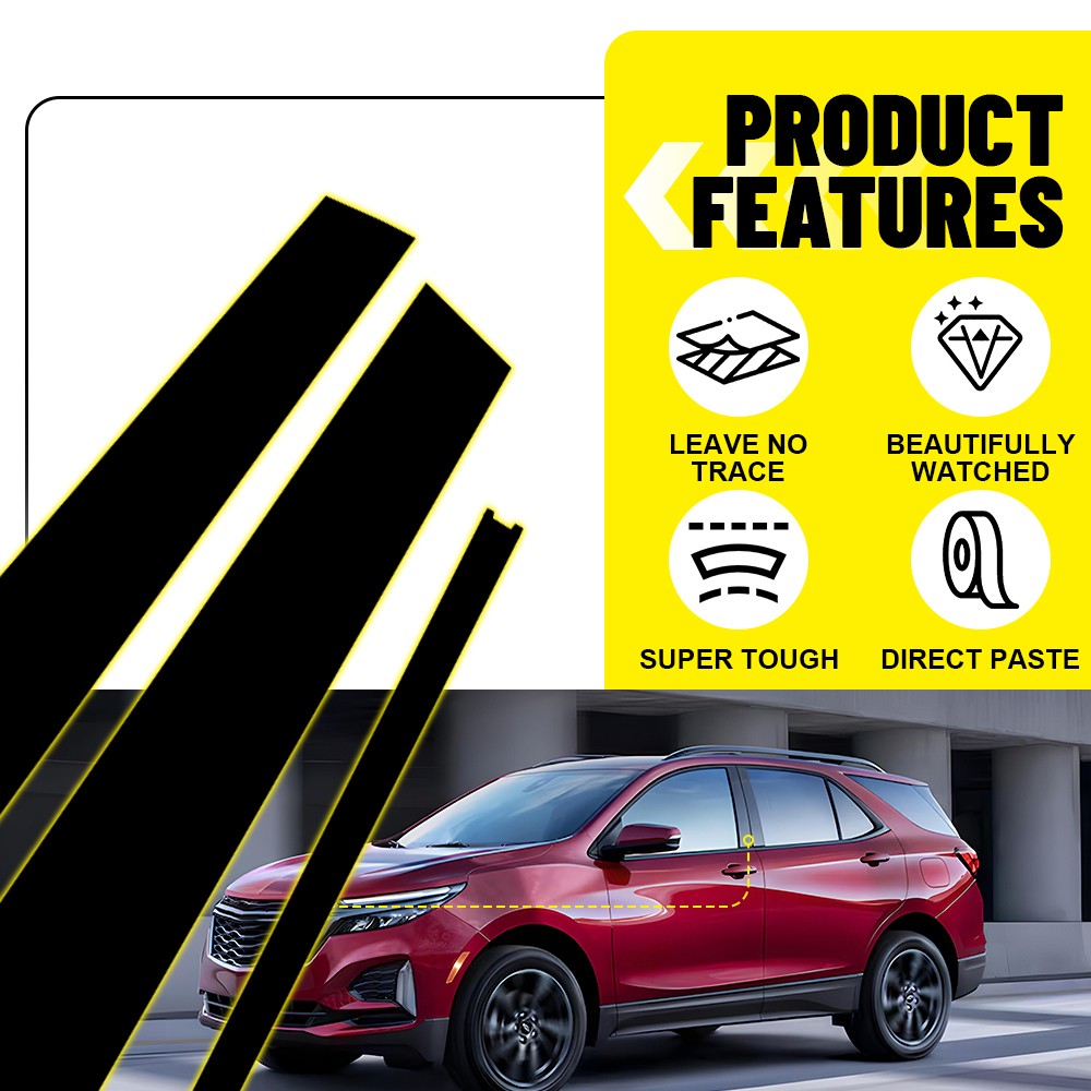 6PCS Black Window Pillar Posts Door Trim Cover For 2018-2024 Chevy Equinox