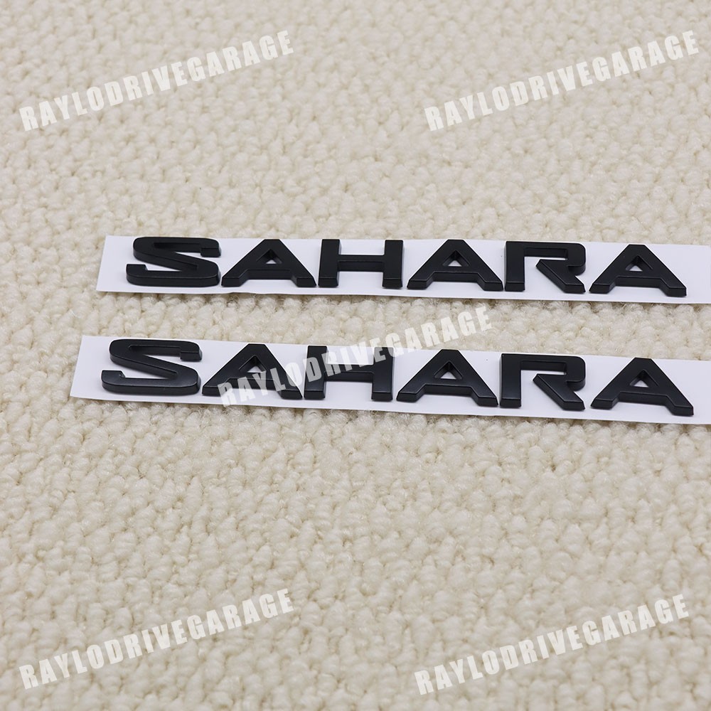 2pcs Matte Black 2018-2025 For Wranger Sahara Letters Fender Side Emblem Badges