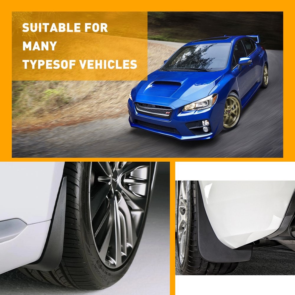 4 pc Universal Car Mud Splash Flaps Guards for Front or Rear (Hardware Included)
