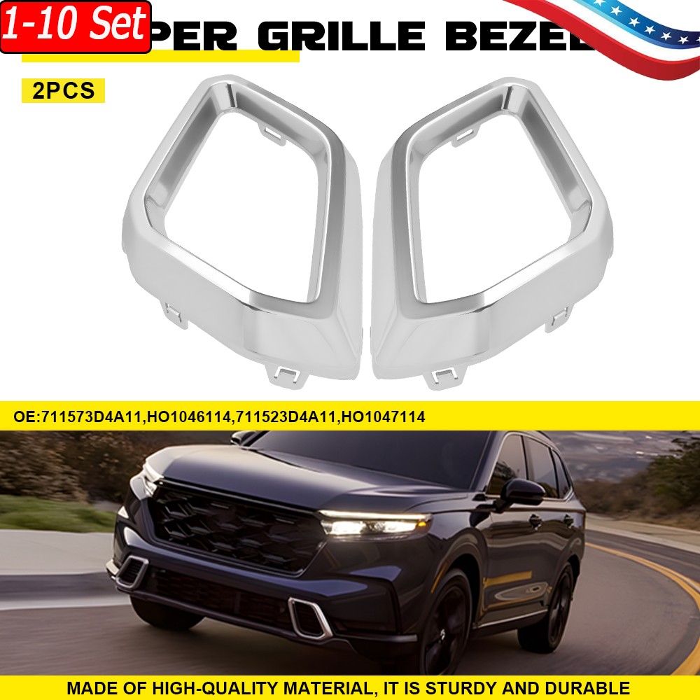 1-10xChrome Fog Lamp Grille Bezel For Honda CR-V 2023 2024 25 Front Bumper Trim